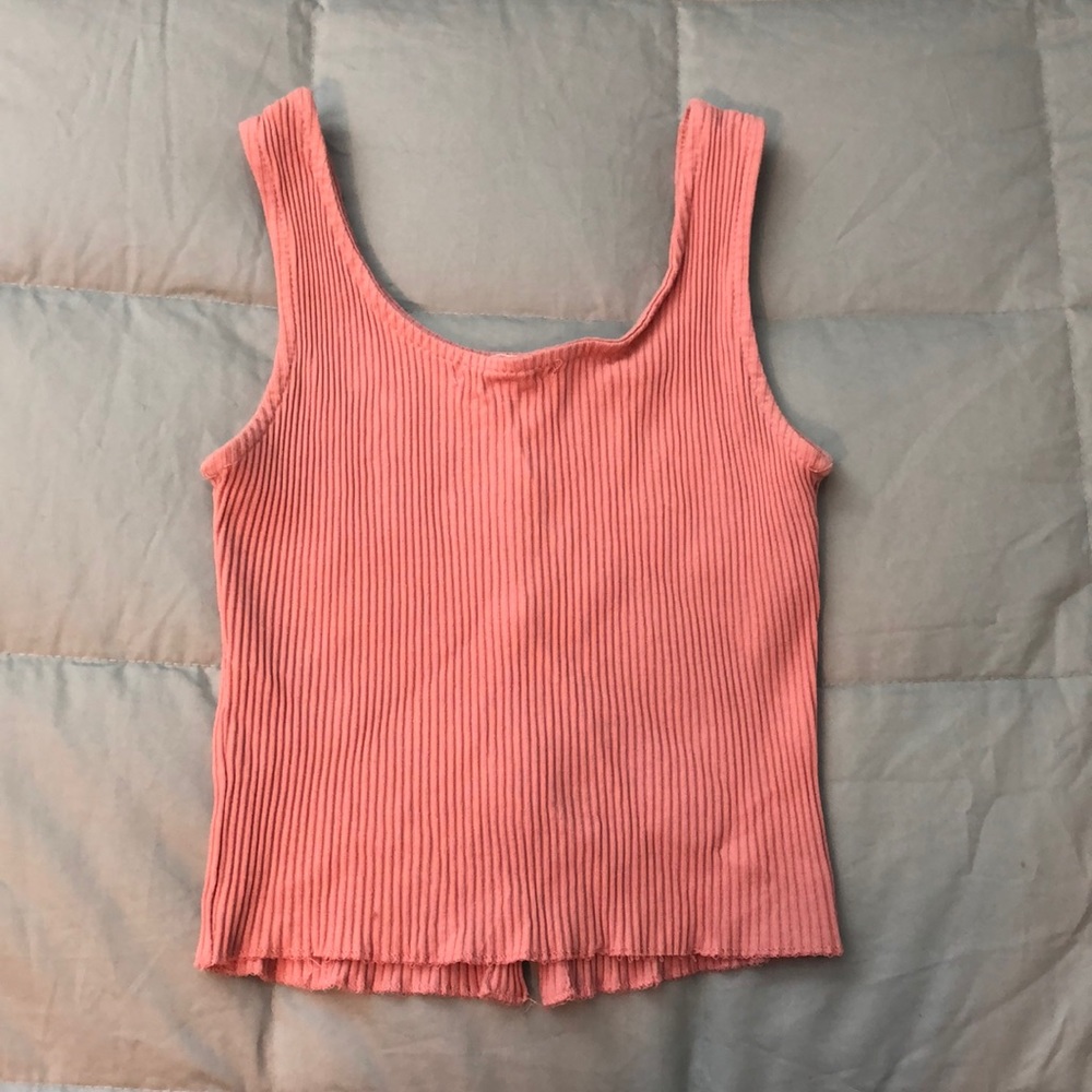 Pink Ribbed Crop Top - Picture 2 of 2